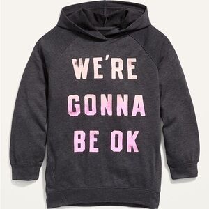 Old Navy Girls Sm.(6-7) Graphic Pullover Tunic Hoodie in Black Heather